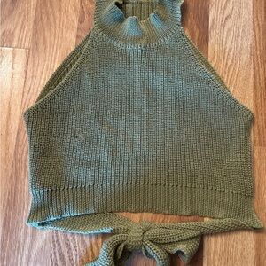Green Knit Halter Top